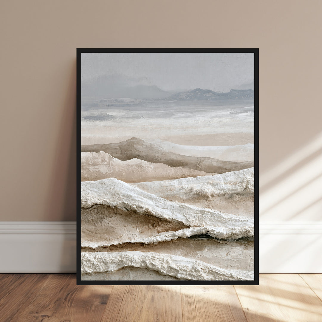 Stille Winterlandschaft abstrakt Poster – Schwarzer Rahmen – Produktfoto