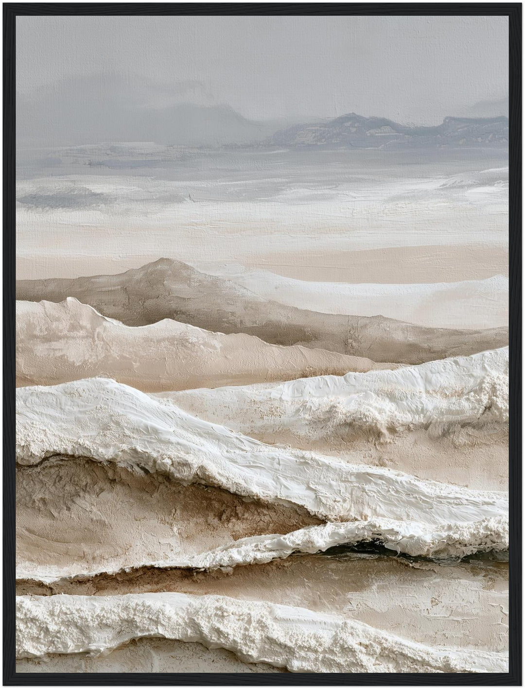 Stille Winterlandschaft abstrakt Poster – Schwarzer Rahmen – Produktfoto