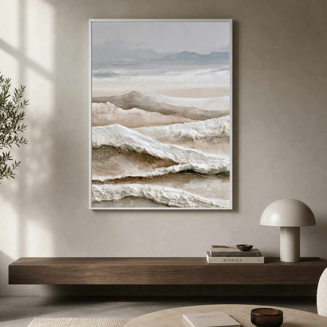 Stille Winterlandschaft abstrakt Poster – Weißer Rahmen – Produktfoto