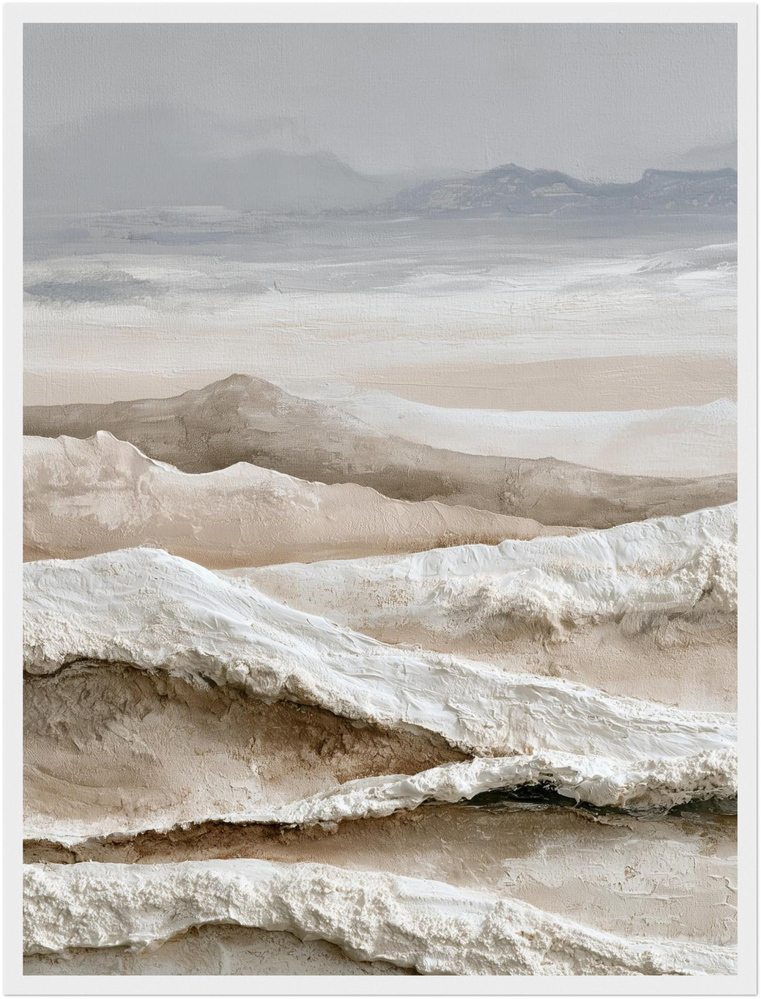 Stille Winterlandschaft abstrakt Poster – Weißer Rahmen – Produktfoto
