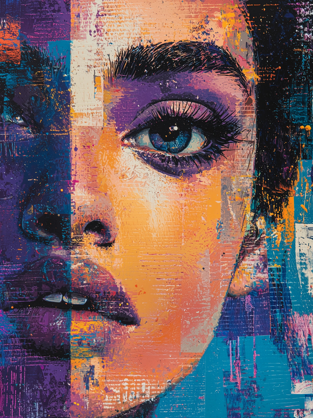 Abstraktes Frauenportrait Pop Art – Wandkunst