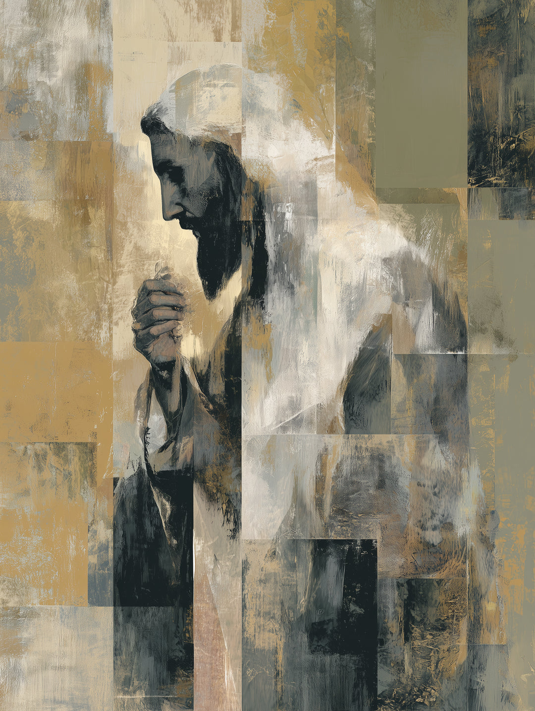 Abstraktes Jesusbild spirituell – Wandkunst