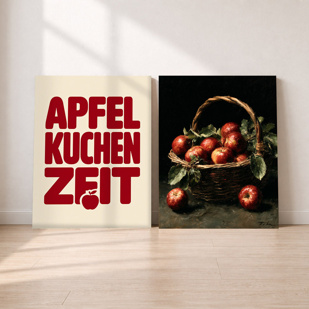 Set-Ansicht: Apfel Leinwand Set – Retro & Stillleben (2er)