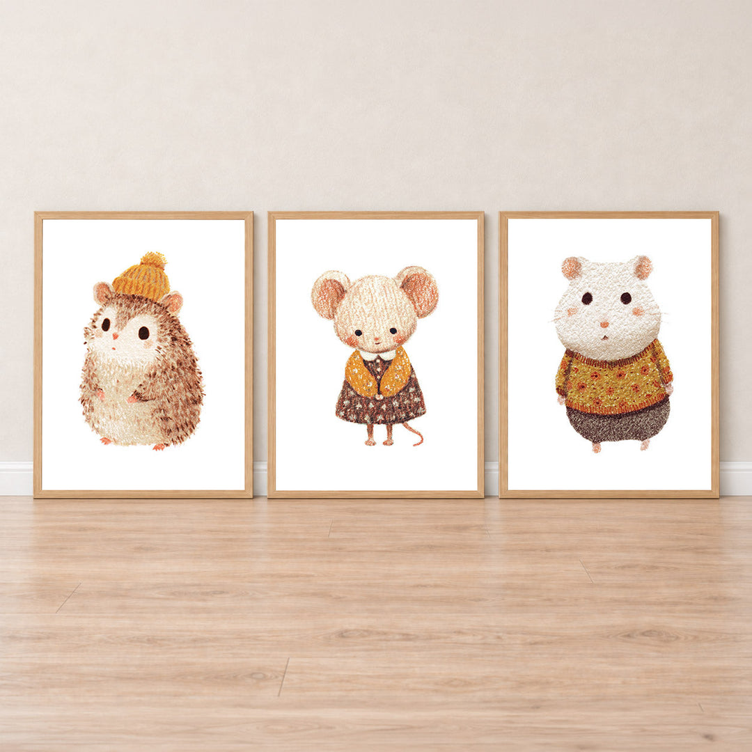 Set-Ansicht: Babytiere Poster Set – Kinderzimmer (3er)