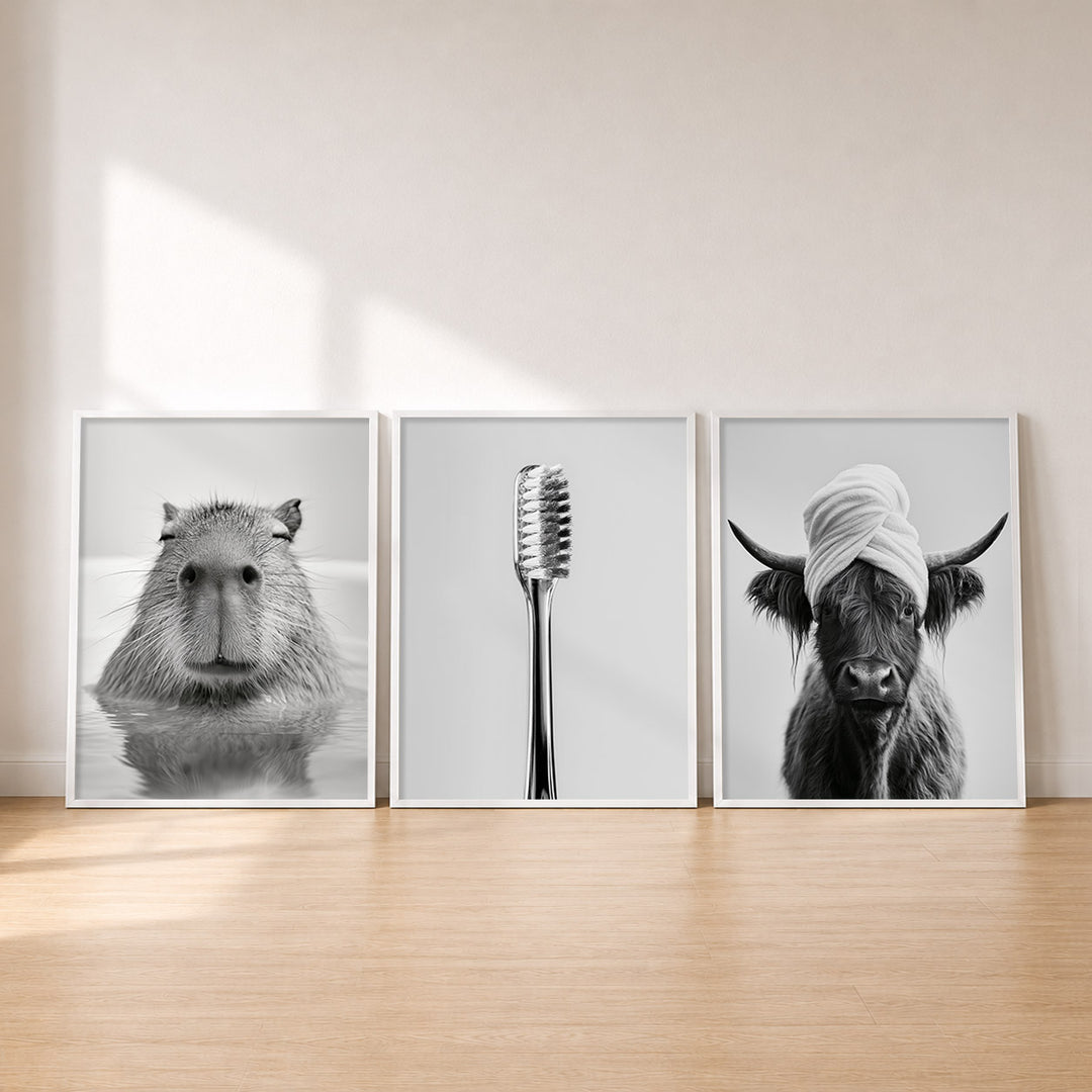 Set-Ansicht: Bad Poster Set – Tierisch entspannt (3er)