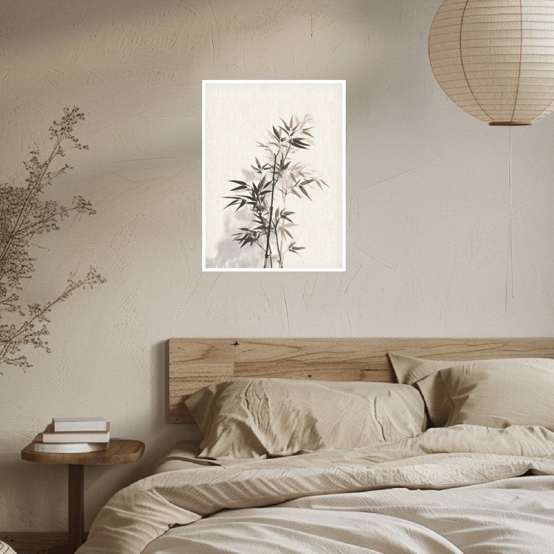 Bambuszweig mit Schatten Poster Japandi – mattes Kunstdruck-Papier – Ansicht 2