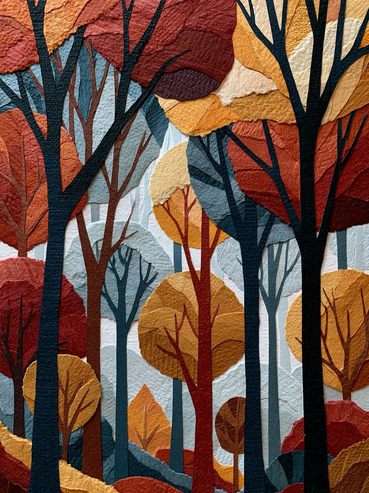 Herbstwald im Retro-Schnitt Poster