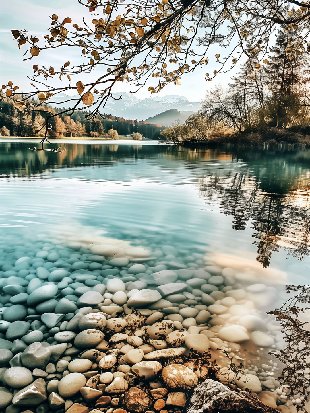 Bergsee im Herbst Landschaft – Wandkunst