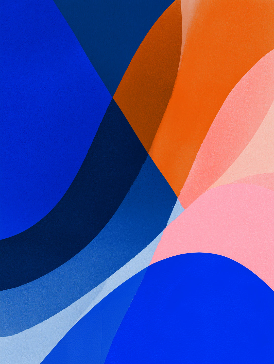 Blau orange Formen abstrakt – Wandkunst