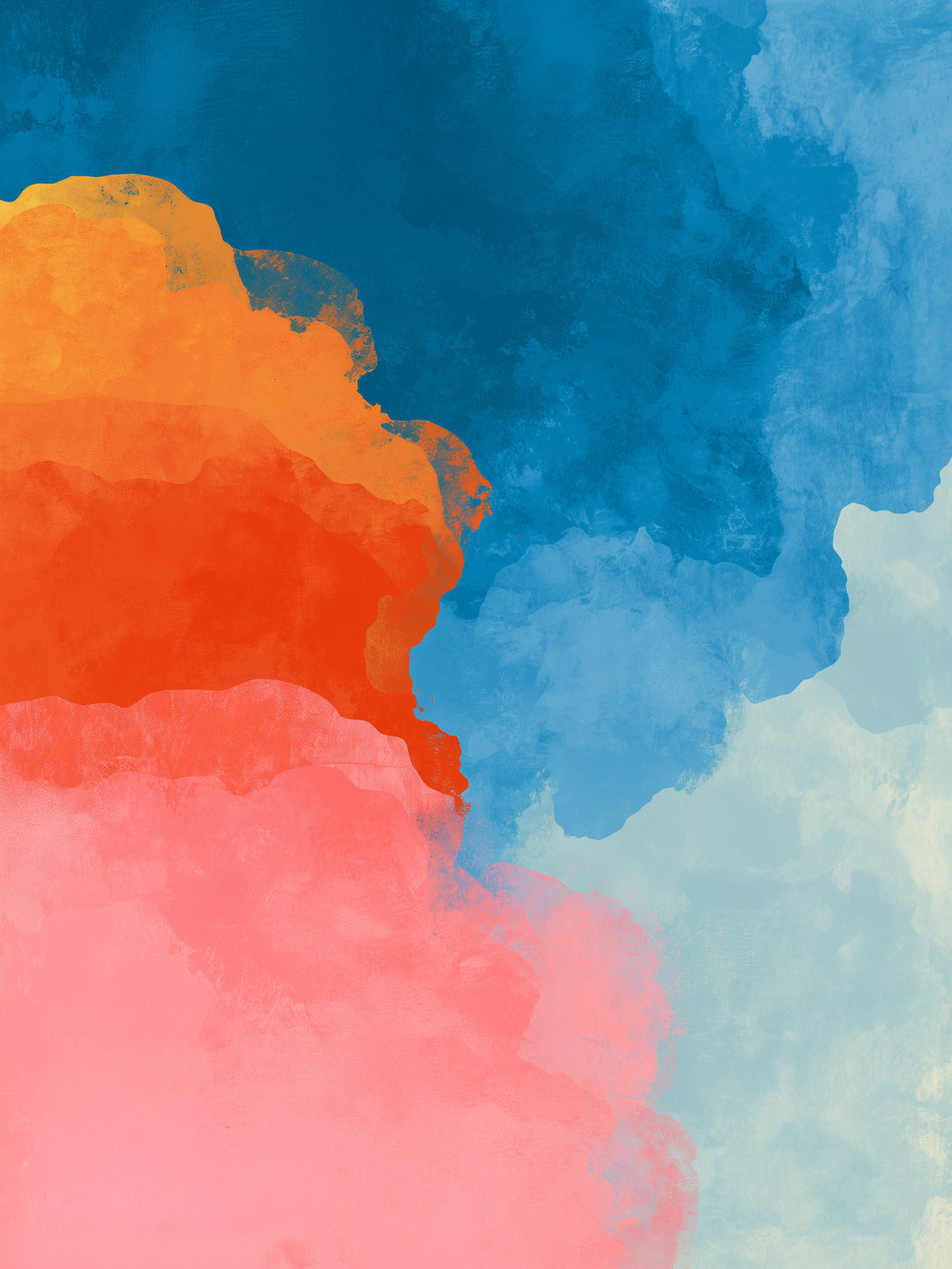 Blaue Orange Rosa Farbflächen abstrakt – Wandkunst