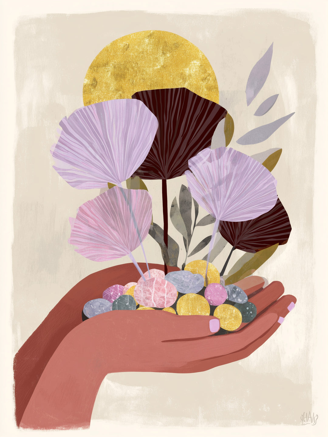 Blumen in offener Hand  – Wandkunst
