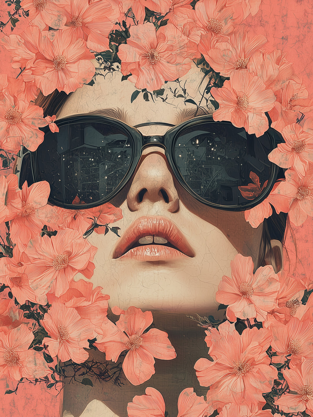 Blumenhafte Ruhe Retro – Wandkunst