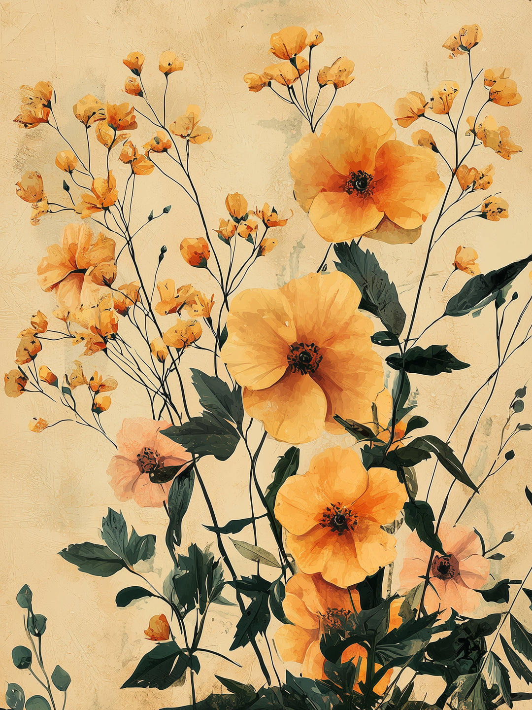 Blumenpracht im Vintage-Stil Vintage – Wandkunst
