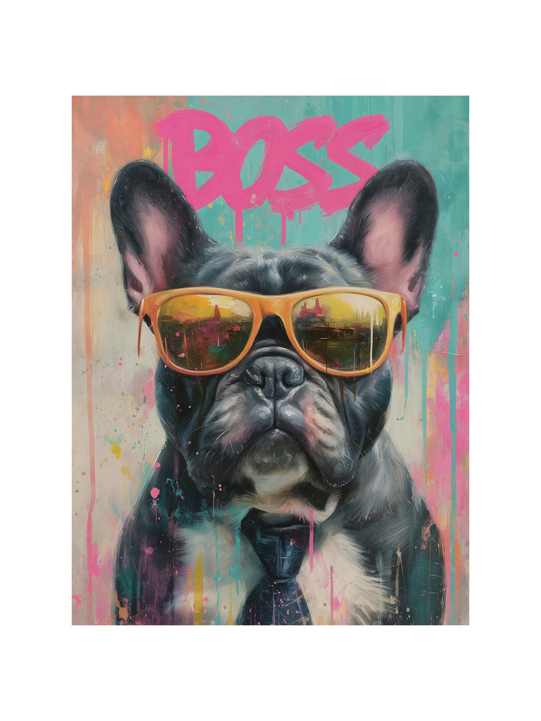 Boss Bulldog mit Stil Pop Art – Wandkunst