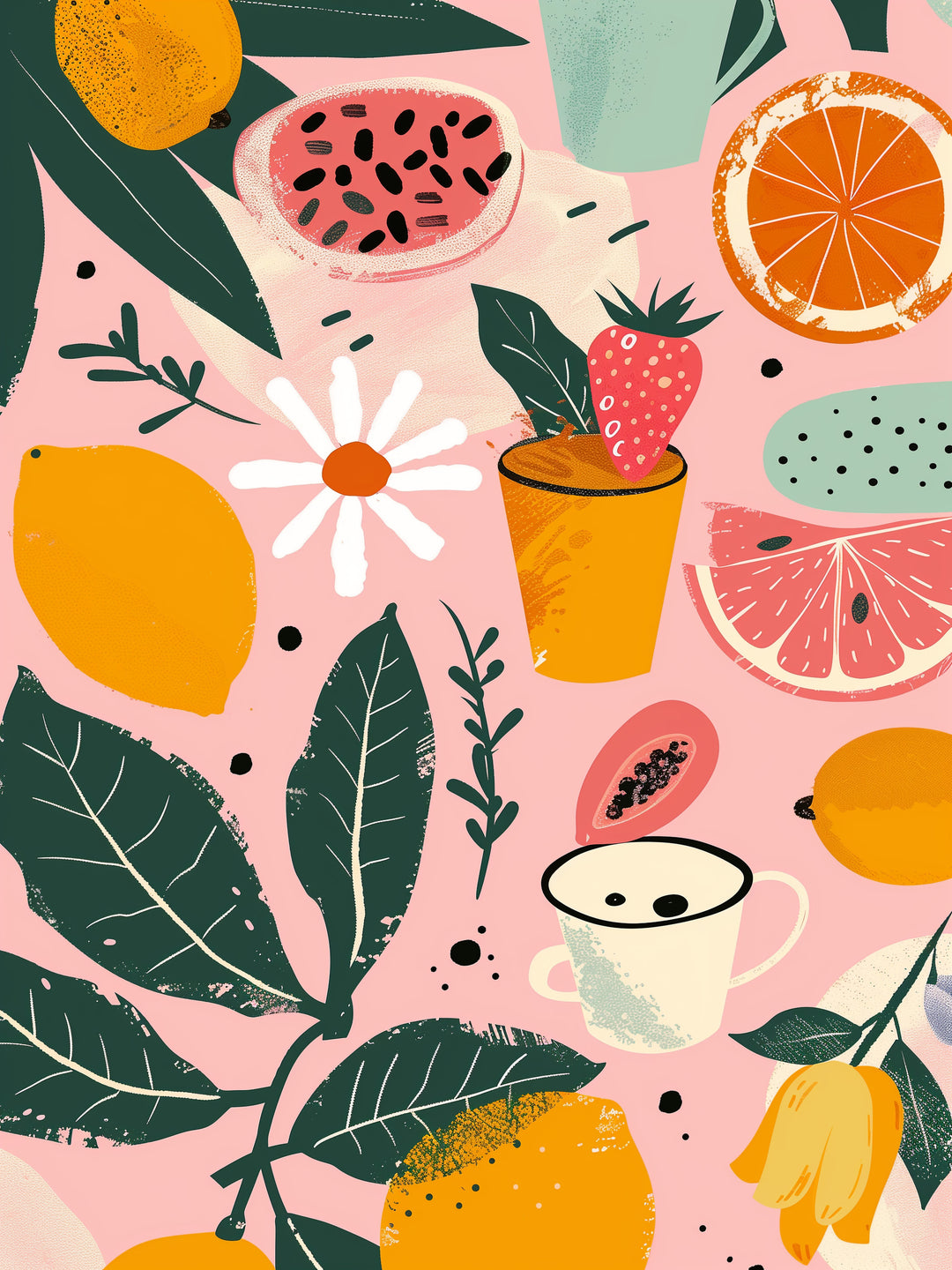 Bunte Früchte Illustration  – Wandkunst