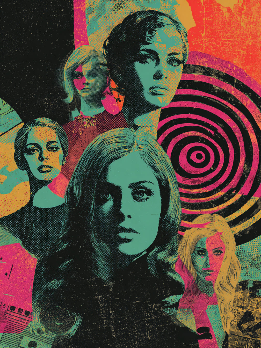 Bunte Gesichter der Vergangenheit Retro – Wandkunst