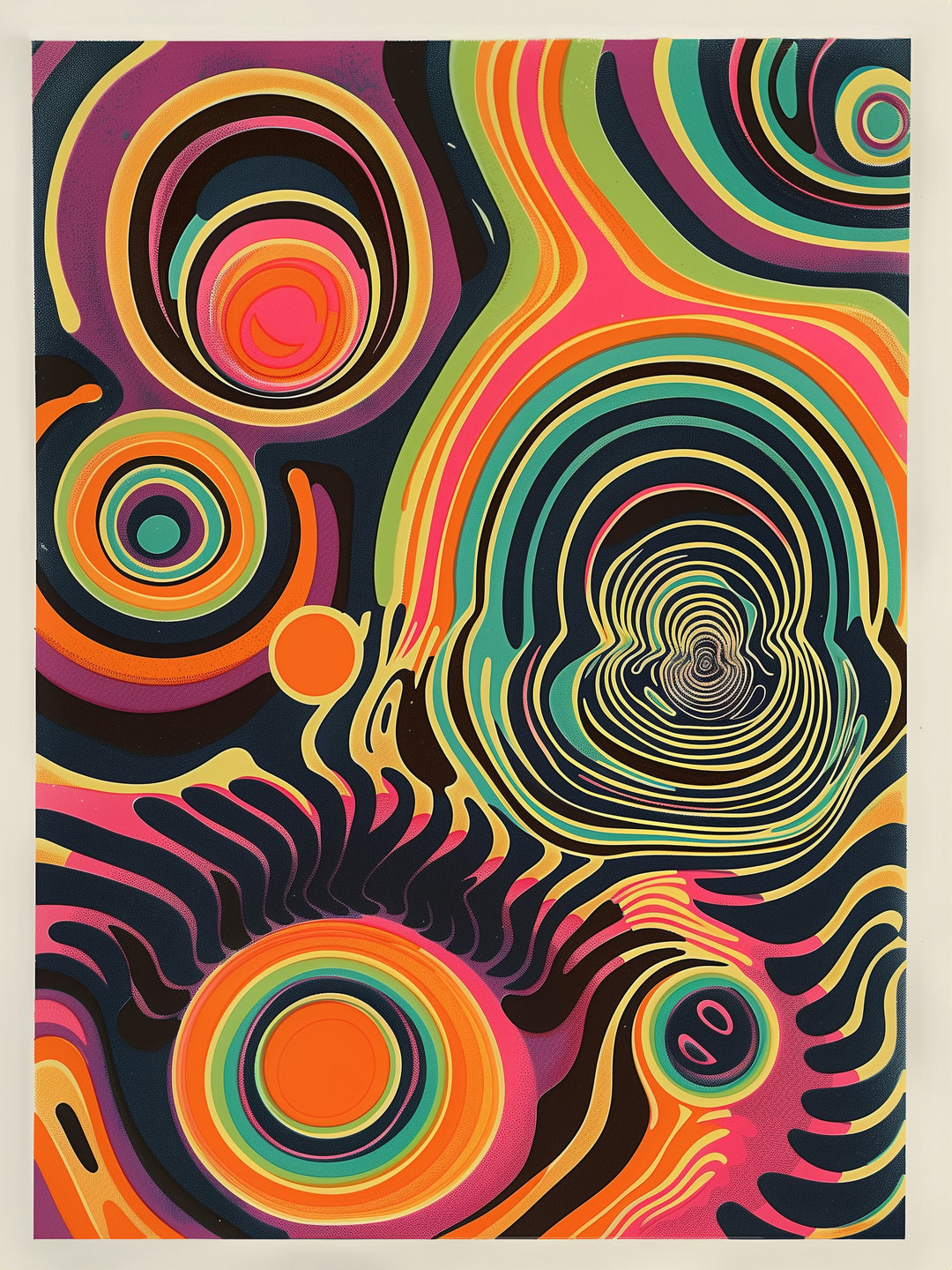 Bunte konzentrische Kreise Psychedelic – Wandkunst