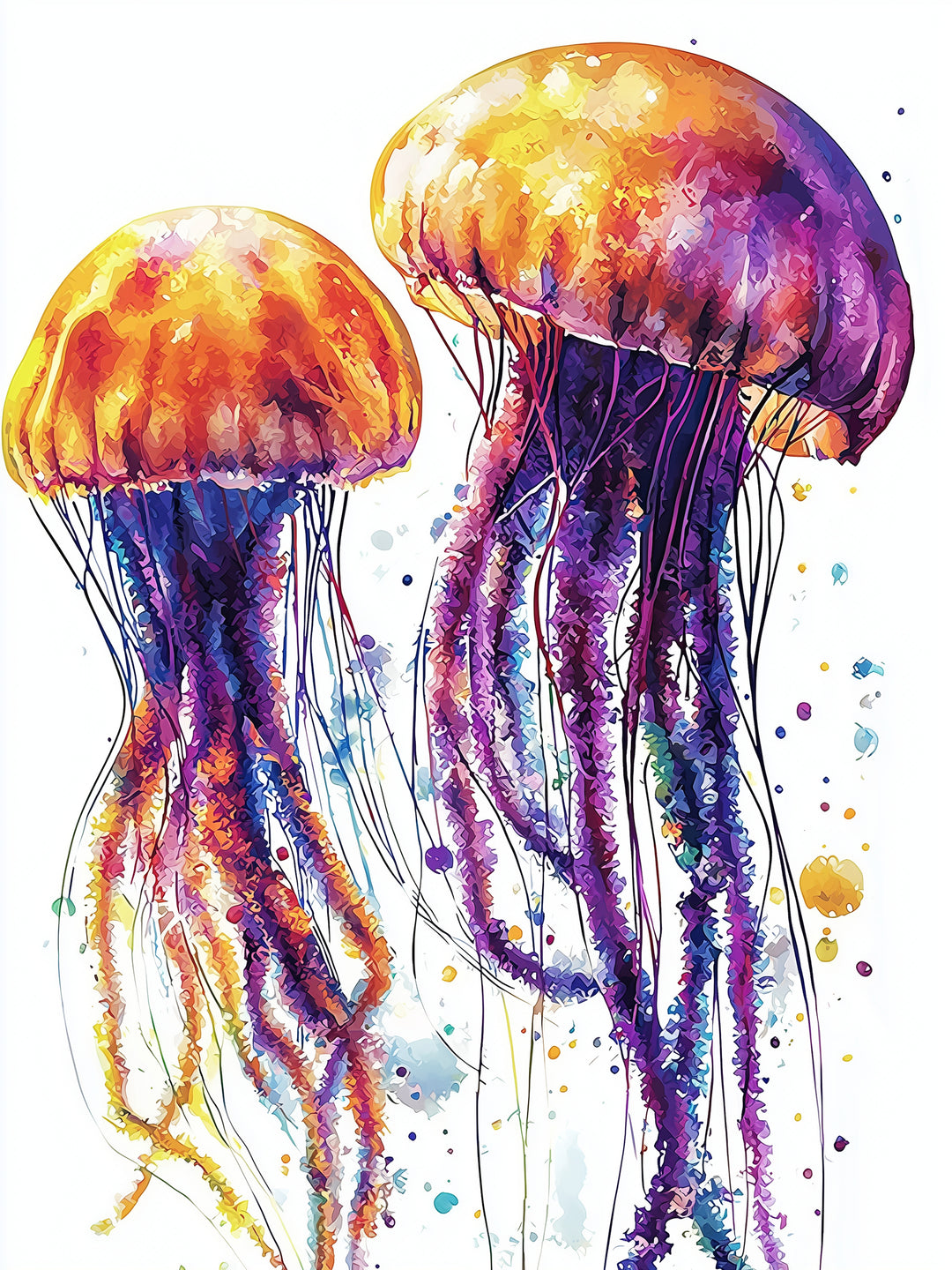 Bunte Quallen im Wasser  – Wandkunst