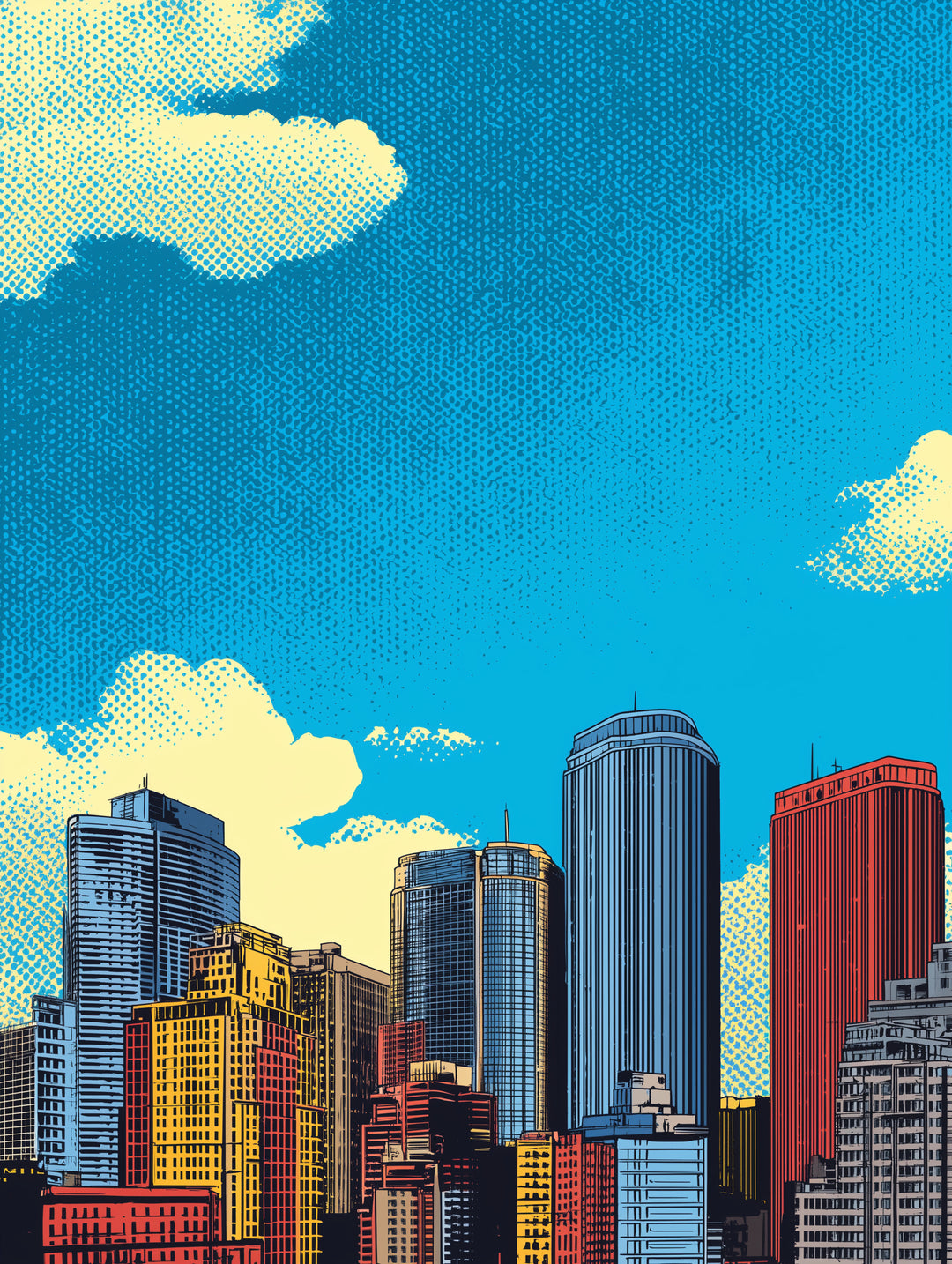 Bunte Stadt Skyline  – Wandkunst