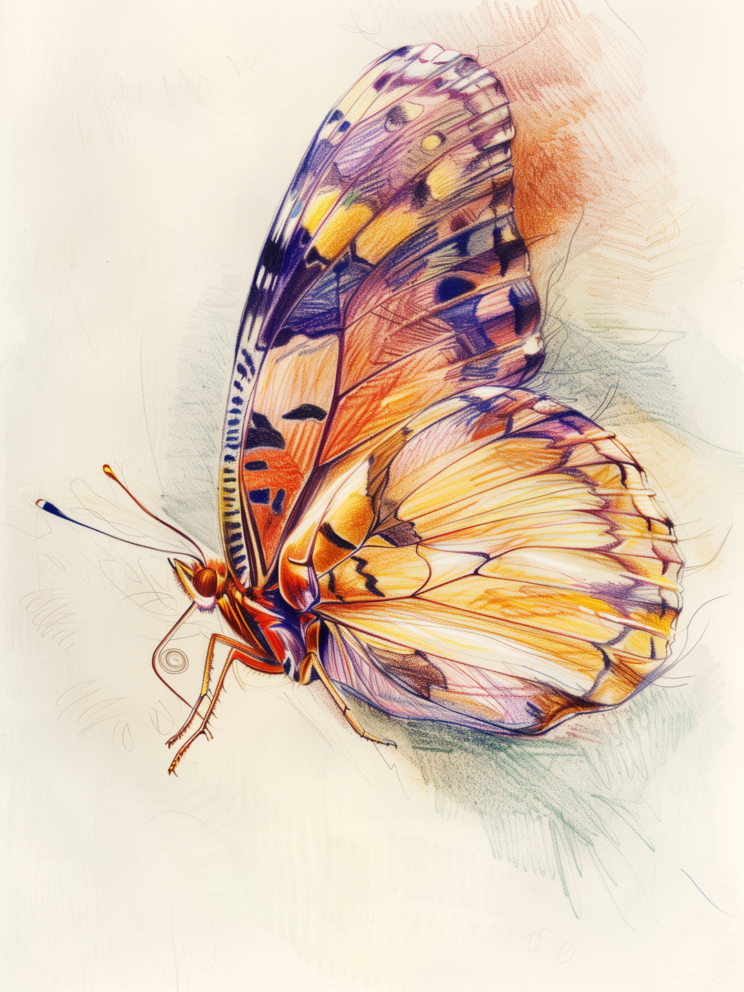 Bunter Schmetterling Illustration  – Wandkunst