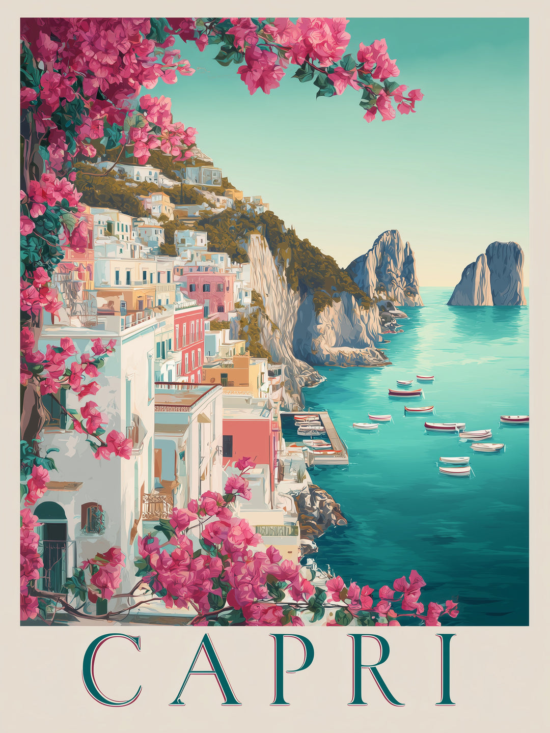 Capri im Bougainvillea-Glanz Leinwandbild – Leinwandbild