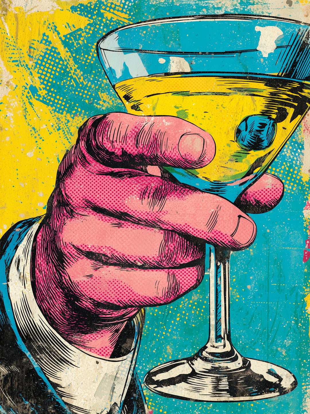 Cocktailglas Pop Art – Wandkunst