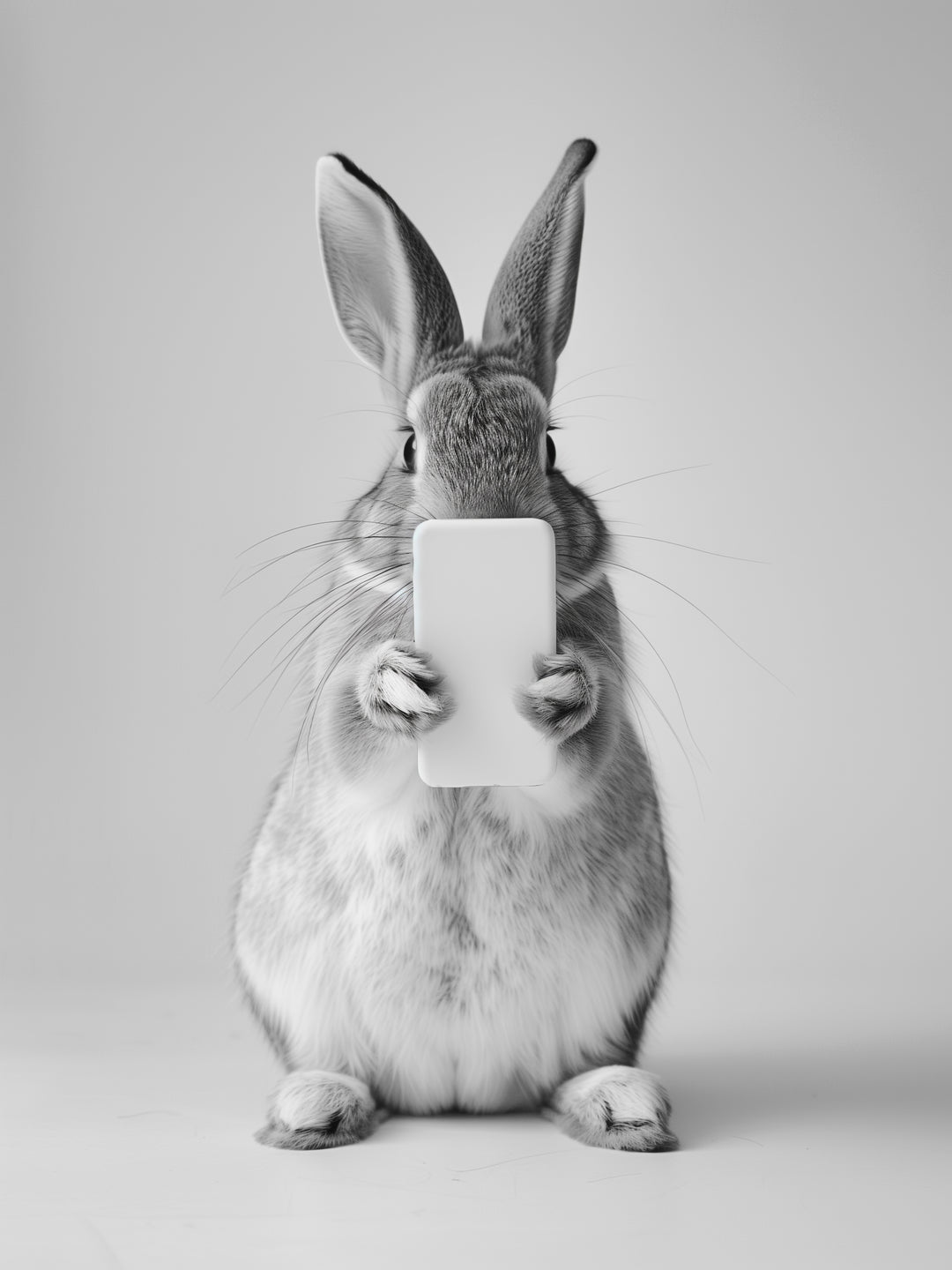 Hase Handy schwarz weiß – Wandkunst