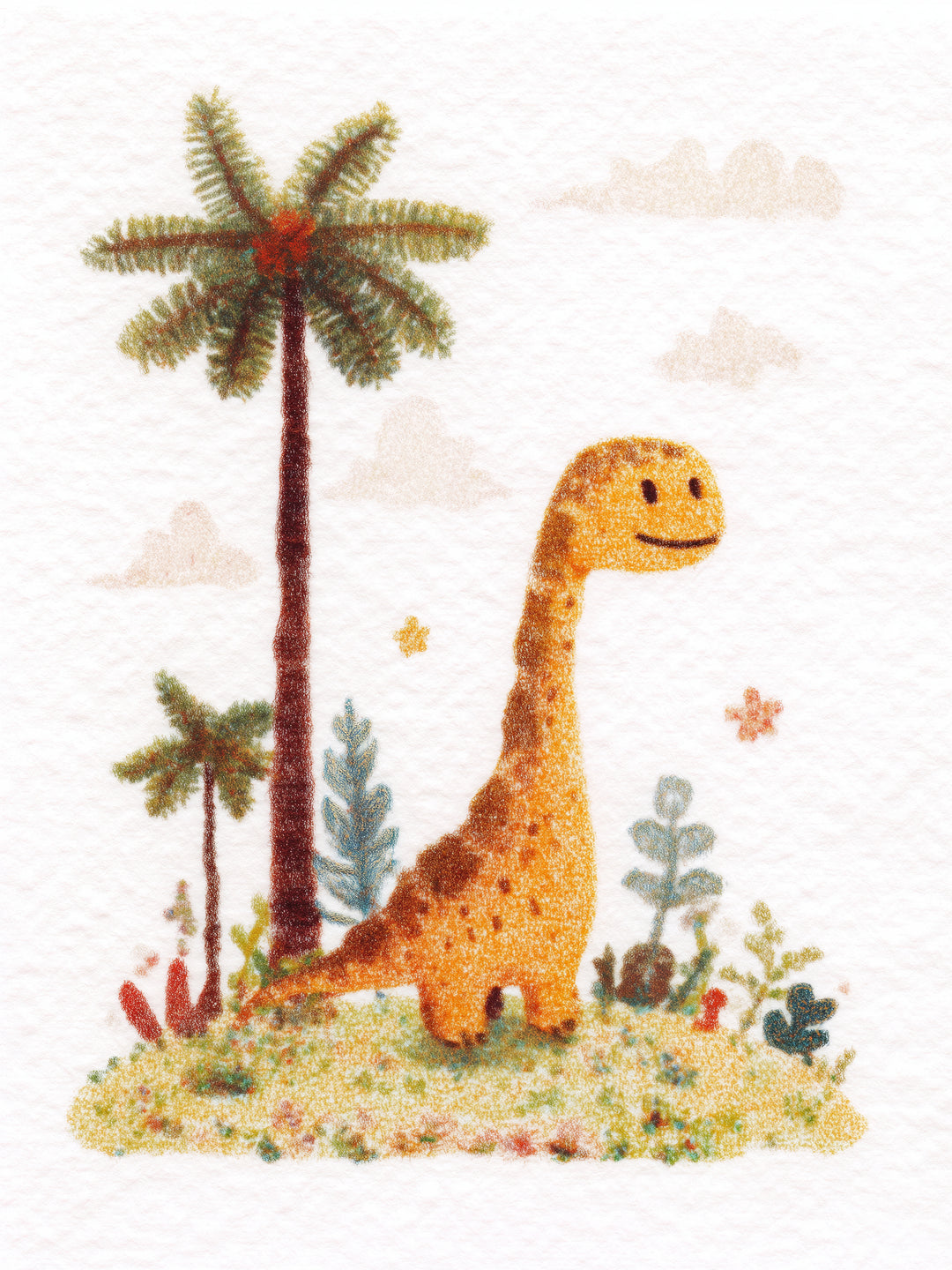 Dinosaurier mit Palmen  – Wandkunst