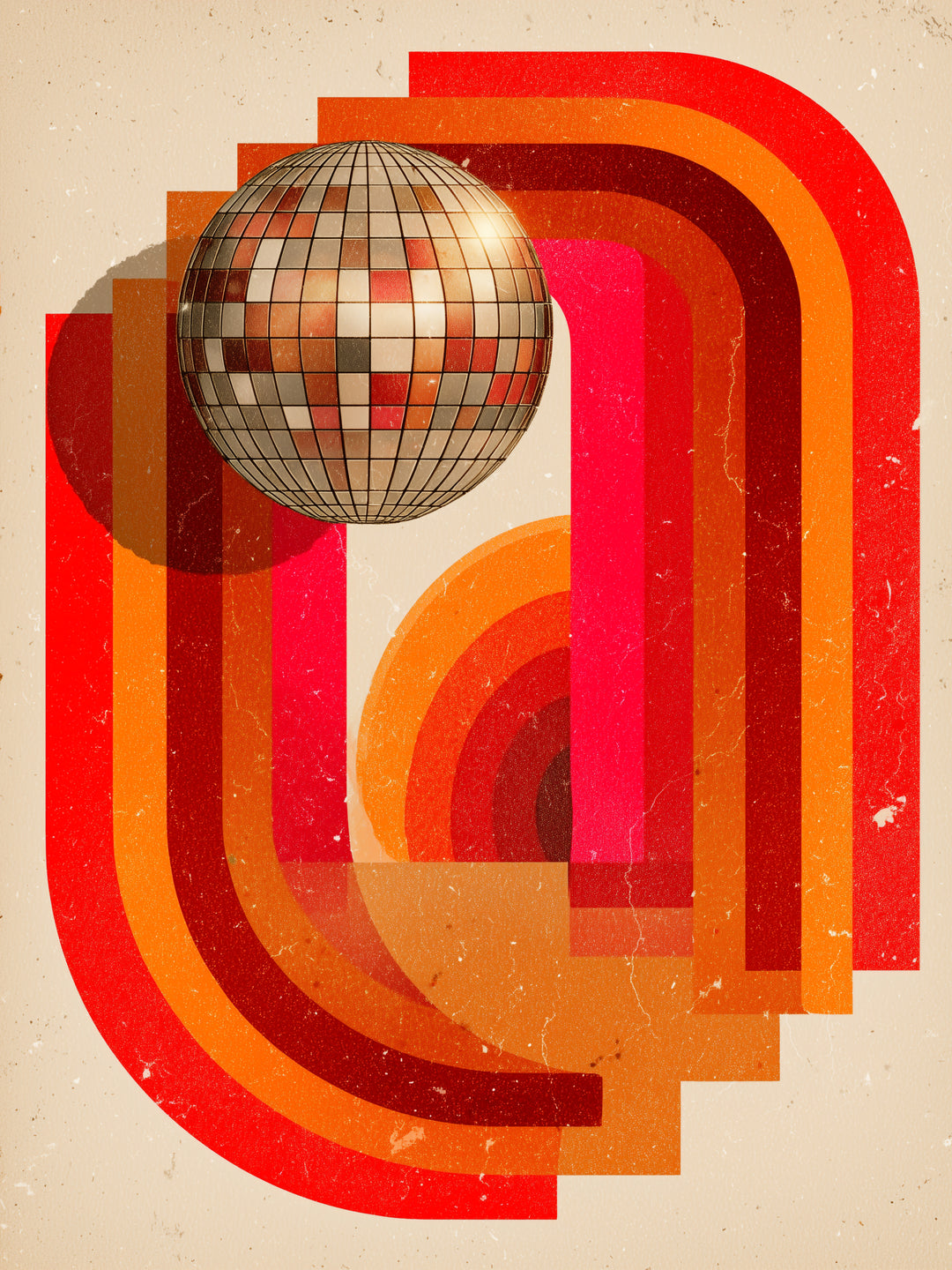 Disco Kugel Formen Retro – Wandkunst