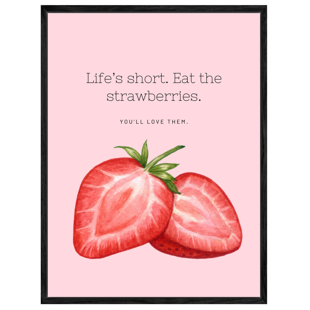 Aquarell Erdbeeren Leinwandbild Dopamin – Leinwand auf Holzrahmen – Ansicht 4