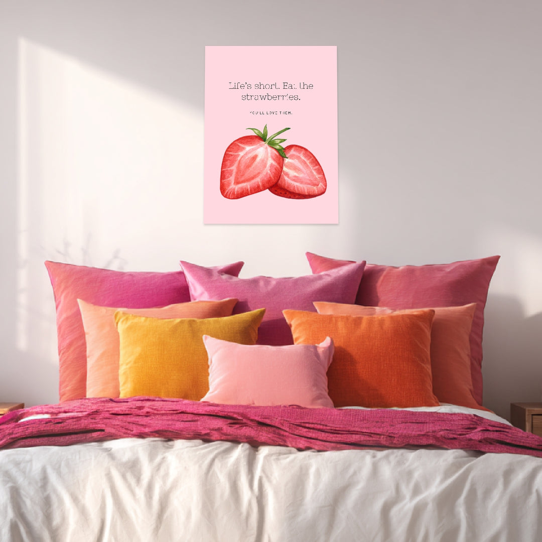 Aquarell Erdbeeren Leinwandbild Dopamin – Leinwand auf Holzrahmen – Ansicht 3