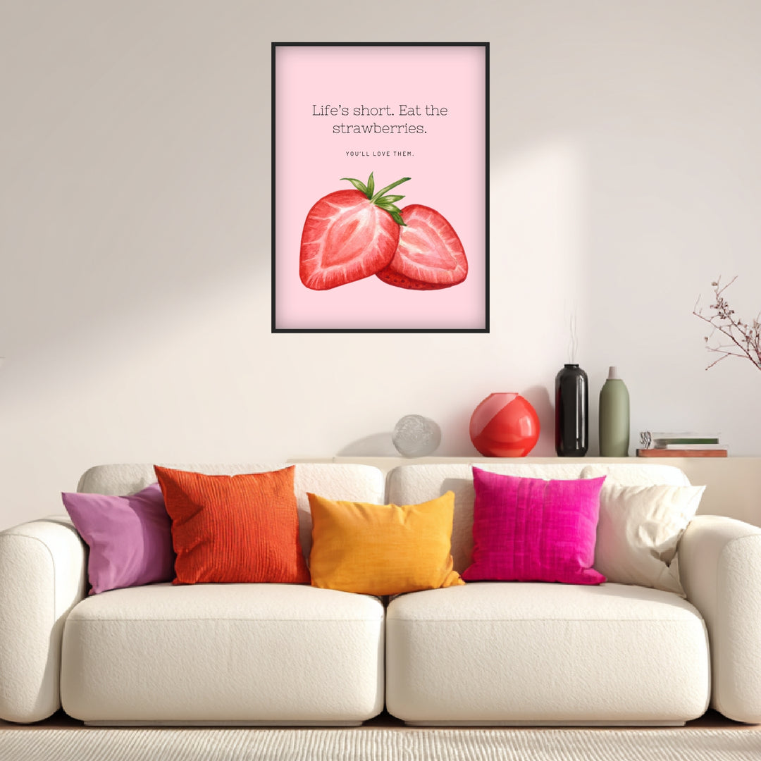 Aquarell Erdbeeren Poster Dopamin – mattes Kunstdruck-Papier – Ansicht 3
