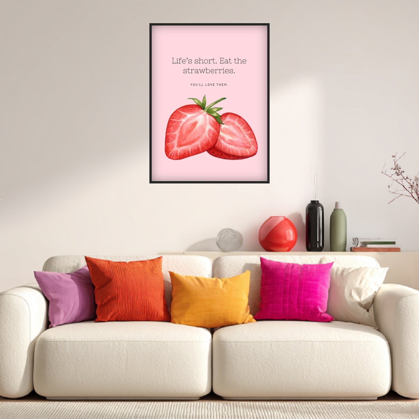 Aquarell Erdbeeren Poster