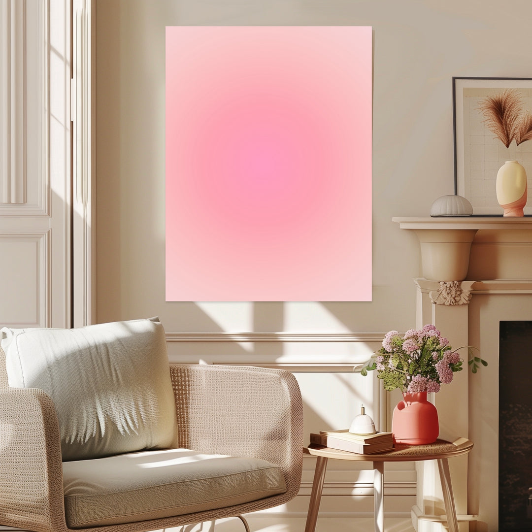 Aura Sonnenstrahlen-rosa Leinwand Dopamin – Leinwand auf Holzrahmen – Ansicht 3