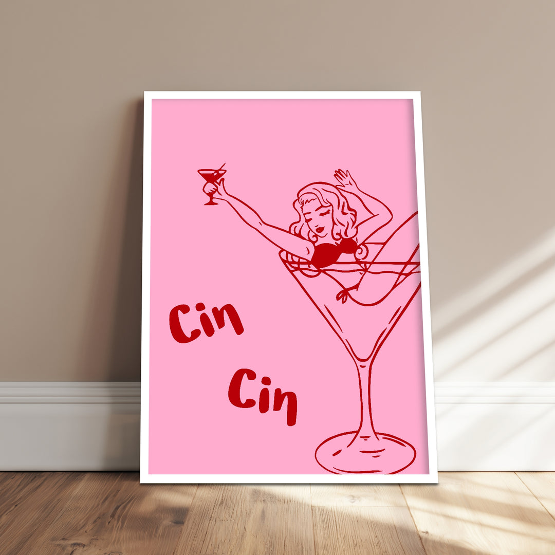 Cocktailgirl Cin Cin Poster Dopamin – mattes Kunstdruck-Papier – Ansicht 4