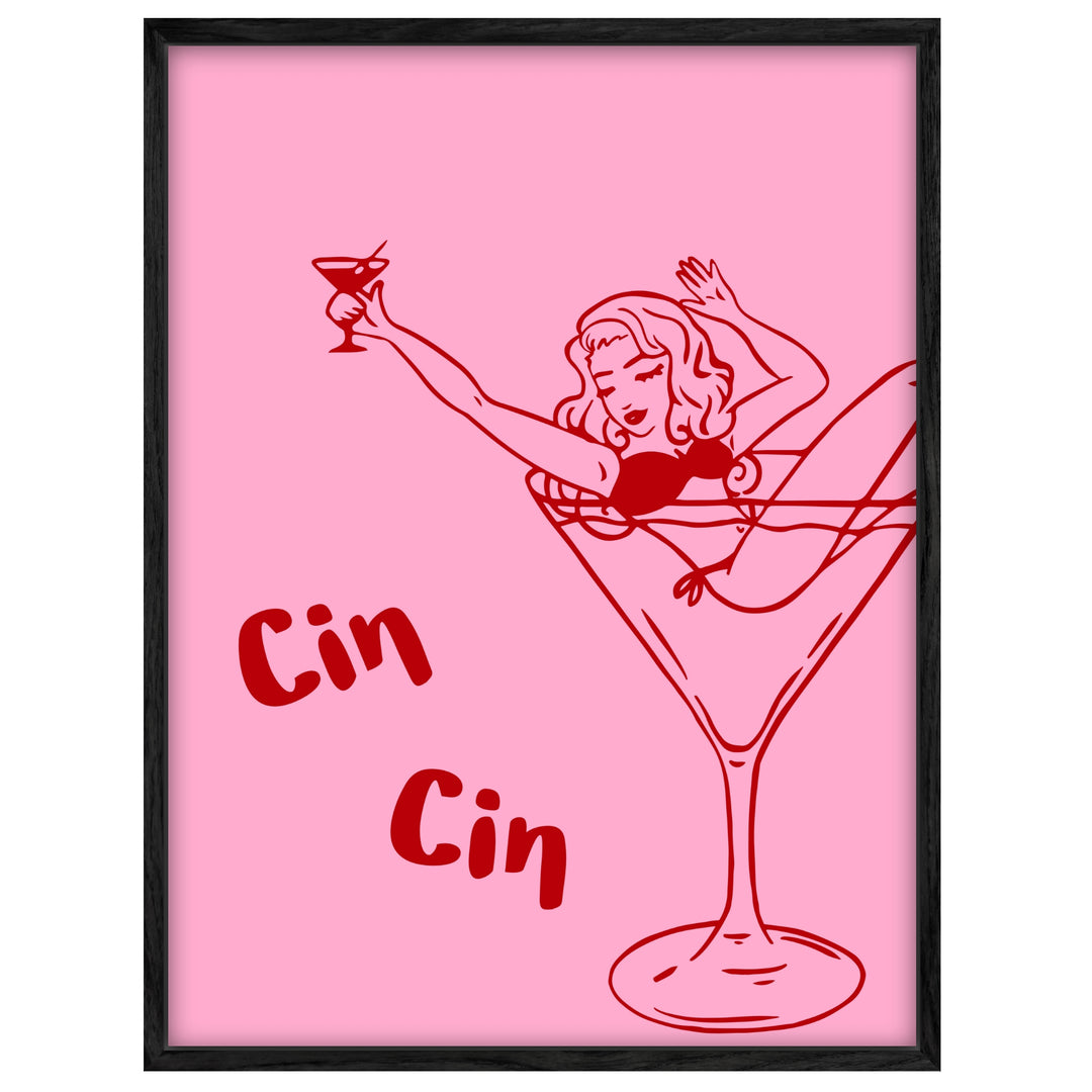 Cocktailgirl Cin Cin Leinwand Dopamin – Leinwand auf Holzrahmen – Ansicht 4