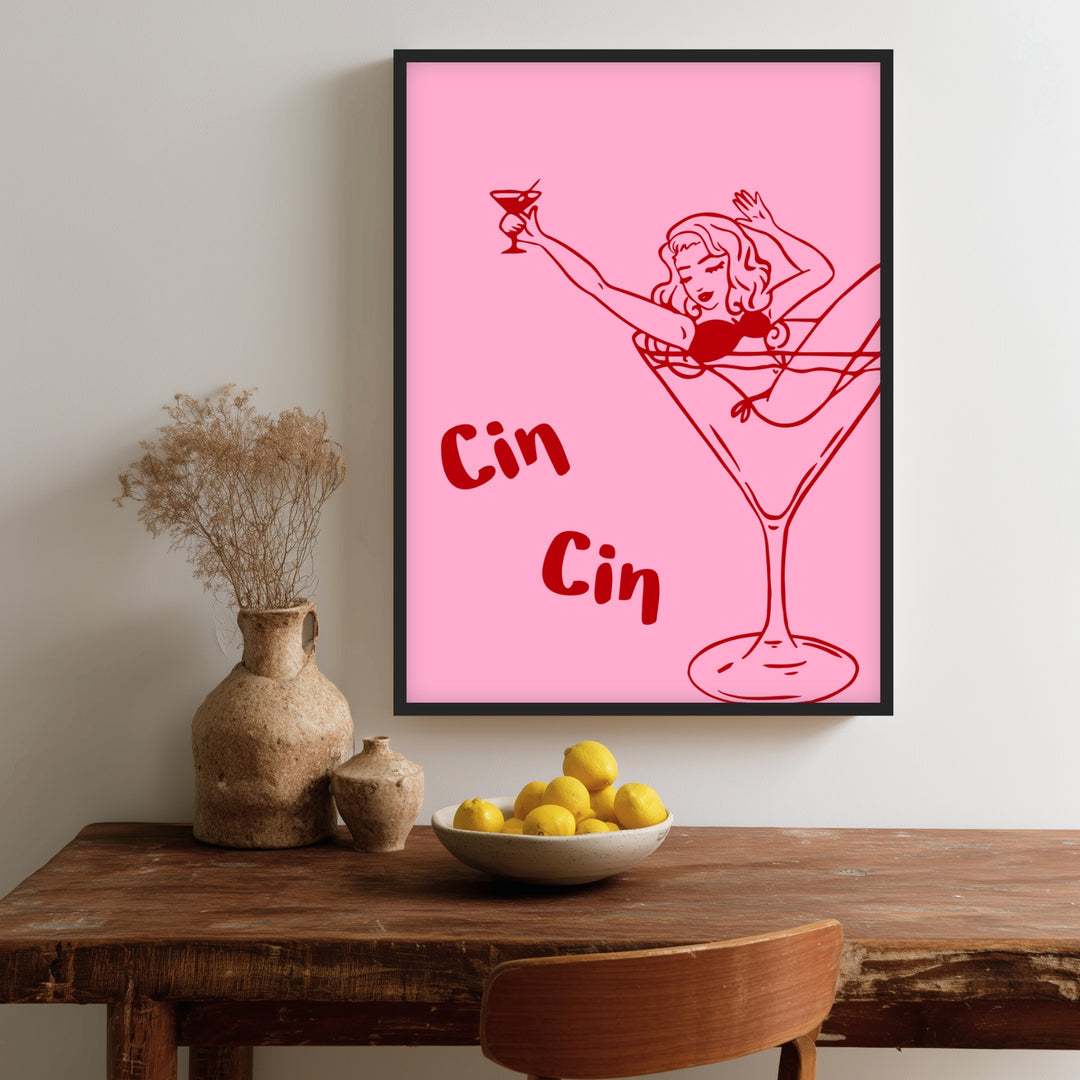 Cocktailgirl Cin Cin Poster Dopamin – mattes Kunstdruck-Papier – Ansicht 2