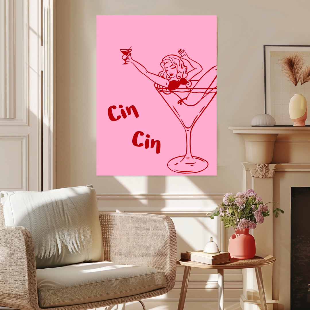 Cocktailgirl Cin Cin Poster Dopamin – mattes Kunstdruck-Papier – Ansicht 3