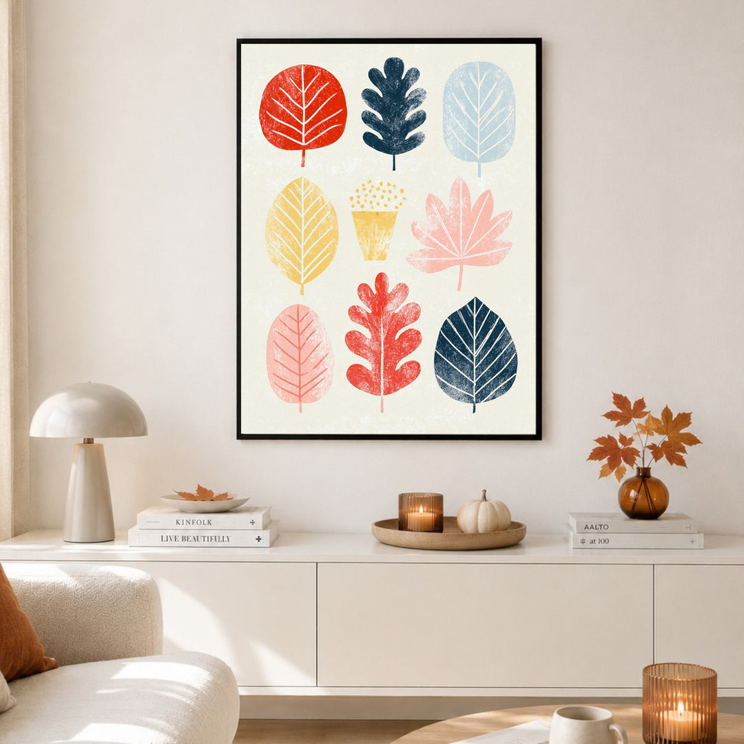 Bunte Blätter im Herbst Poster – Schwarzer Rahmen – Produktfoto