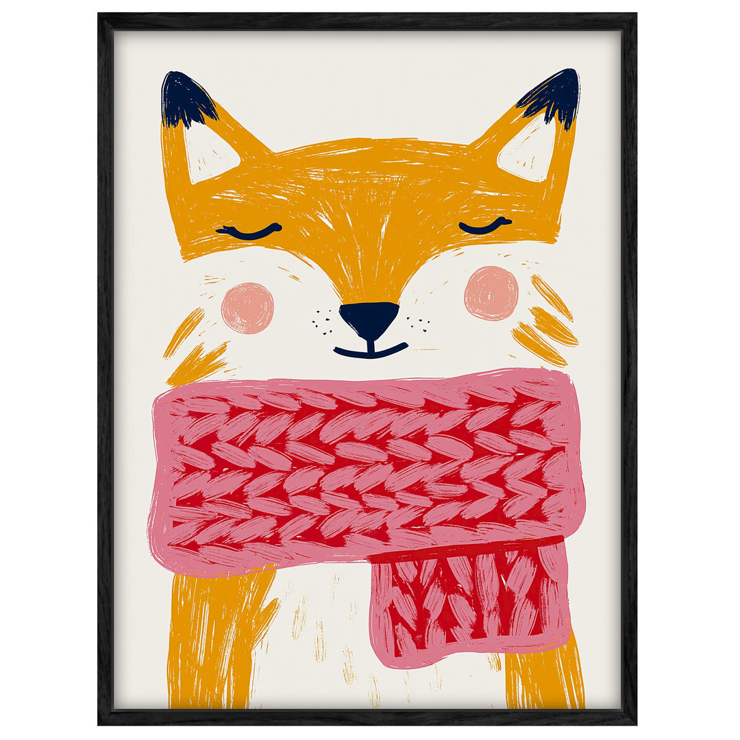 fuchs-mit-rosa-schal Leinwandbild – Leinwandbild