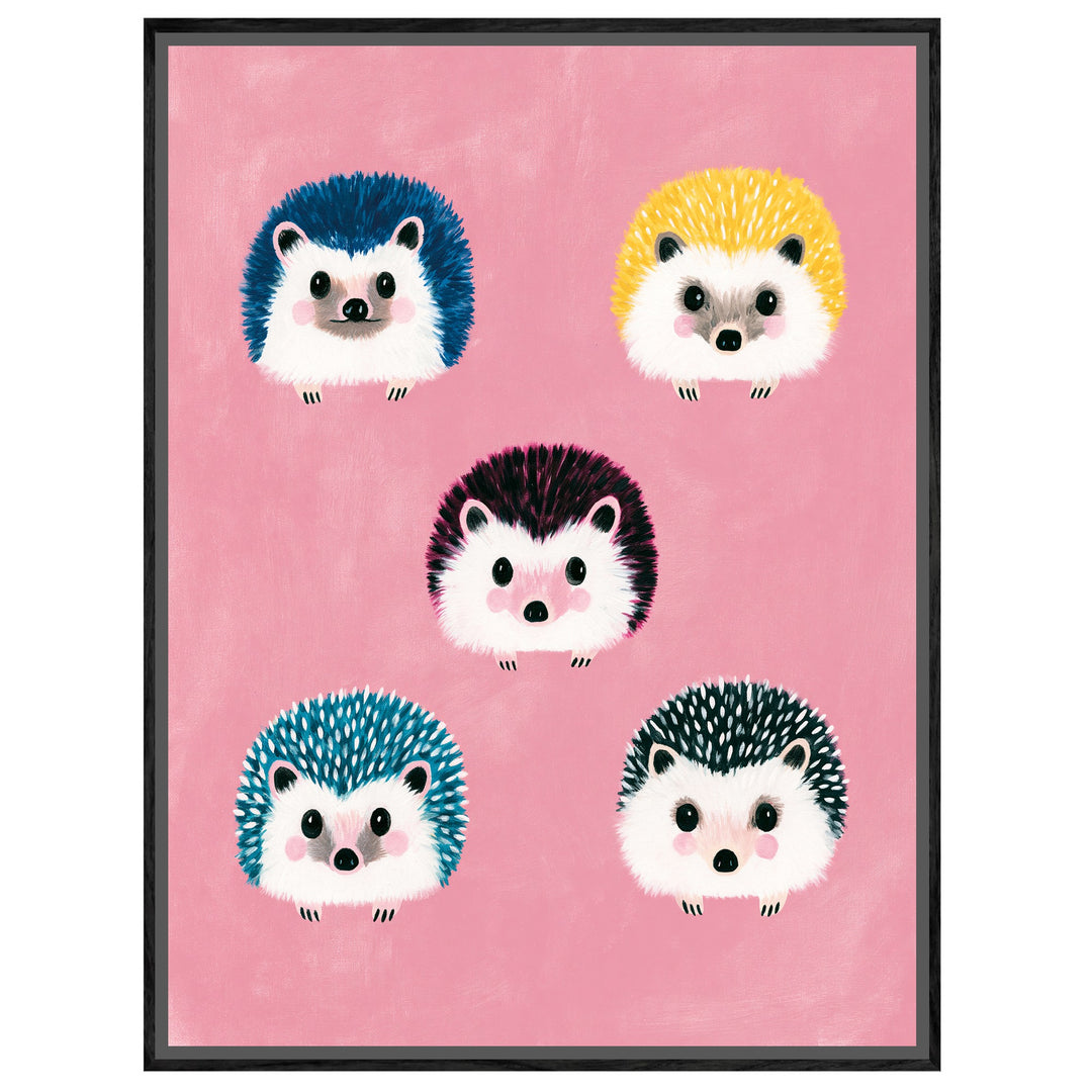 Fünf bunte Igel Leinwandbild – Leinwandbild