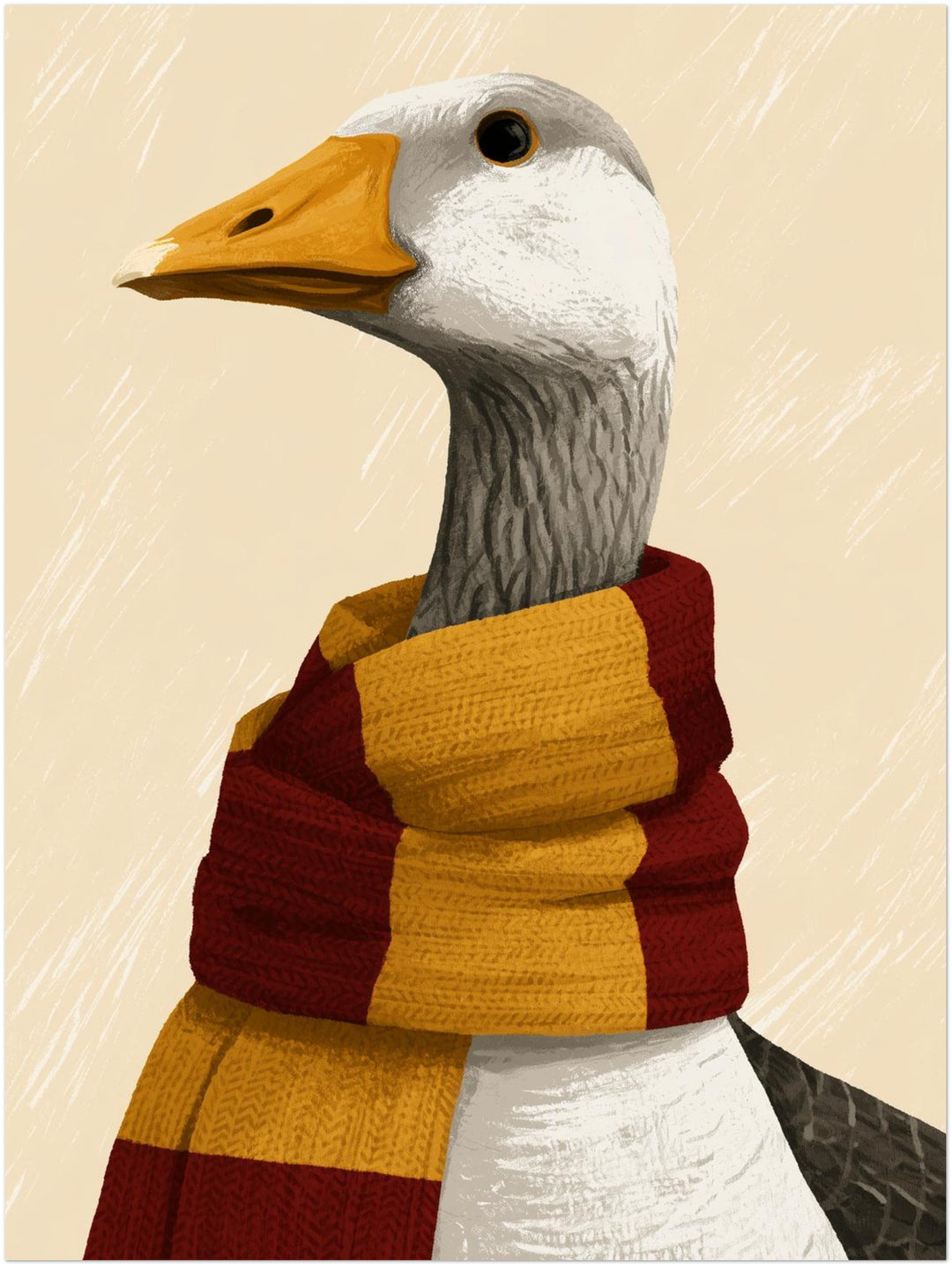 Gans im Hogwarts-Schal Leinwandbild – Ohne Rahmen – Produktfoto