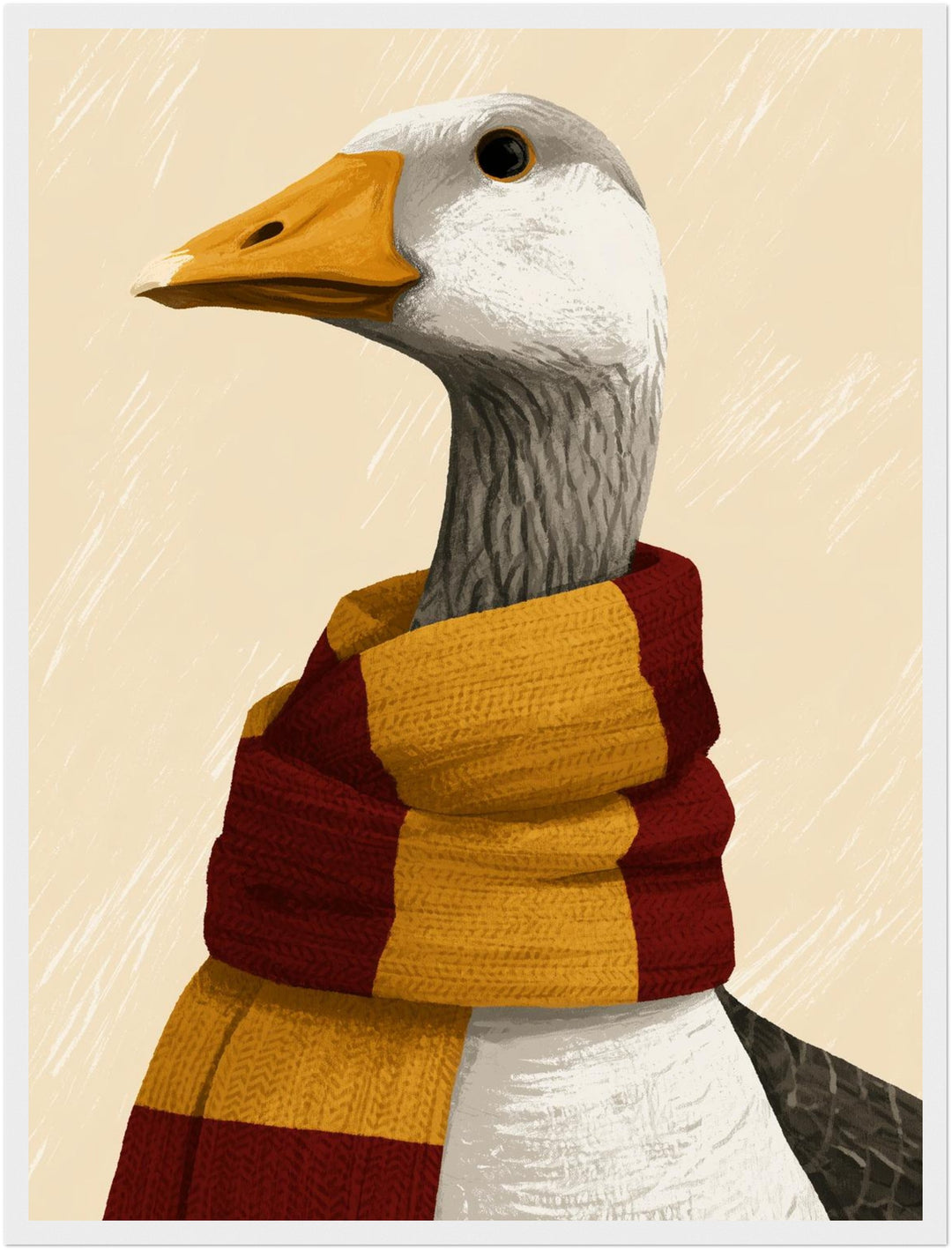Gans im Hogwarts-Schal Poster – Weißer Rahmen – Produktfoto