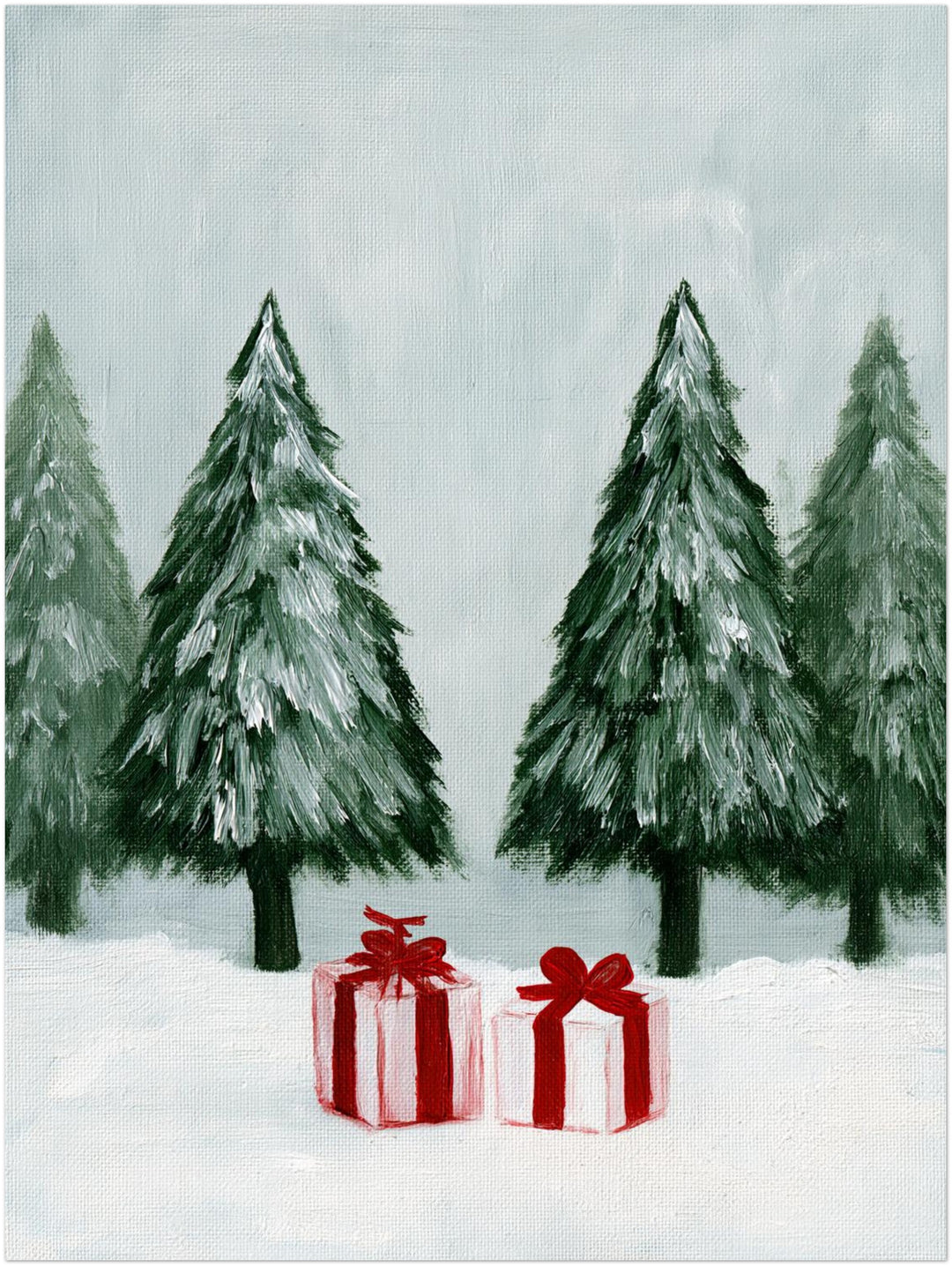 Wintergeschenke im Schnee Poster – Ohne Rahmen – Produktfoto