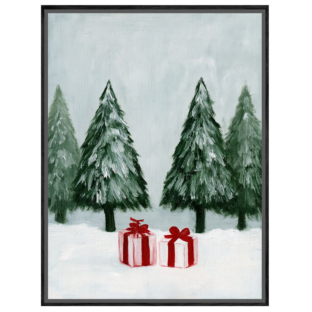 Wintergeschenke im Schnee Leinwandbild – Leinwandbild