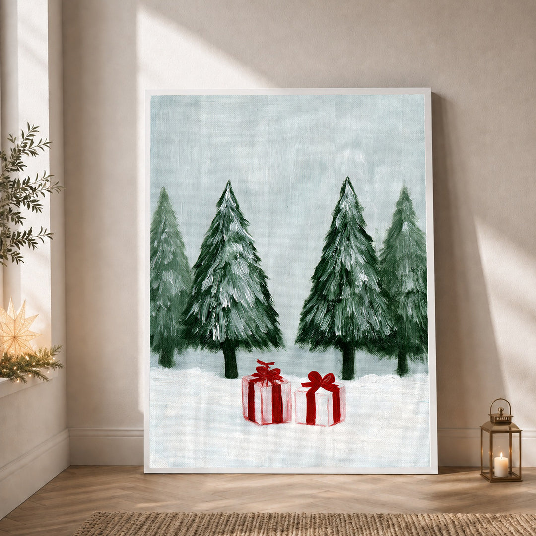 Wintergeschenke im Schnee Poster