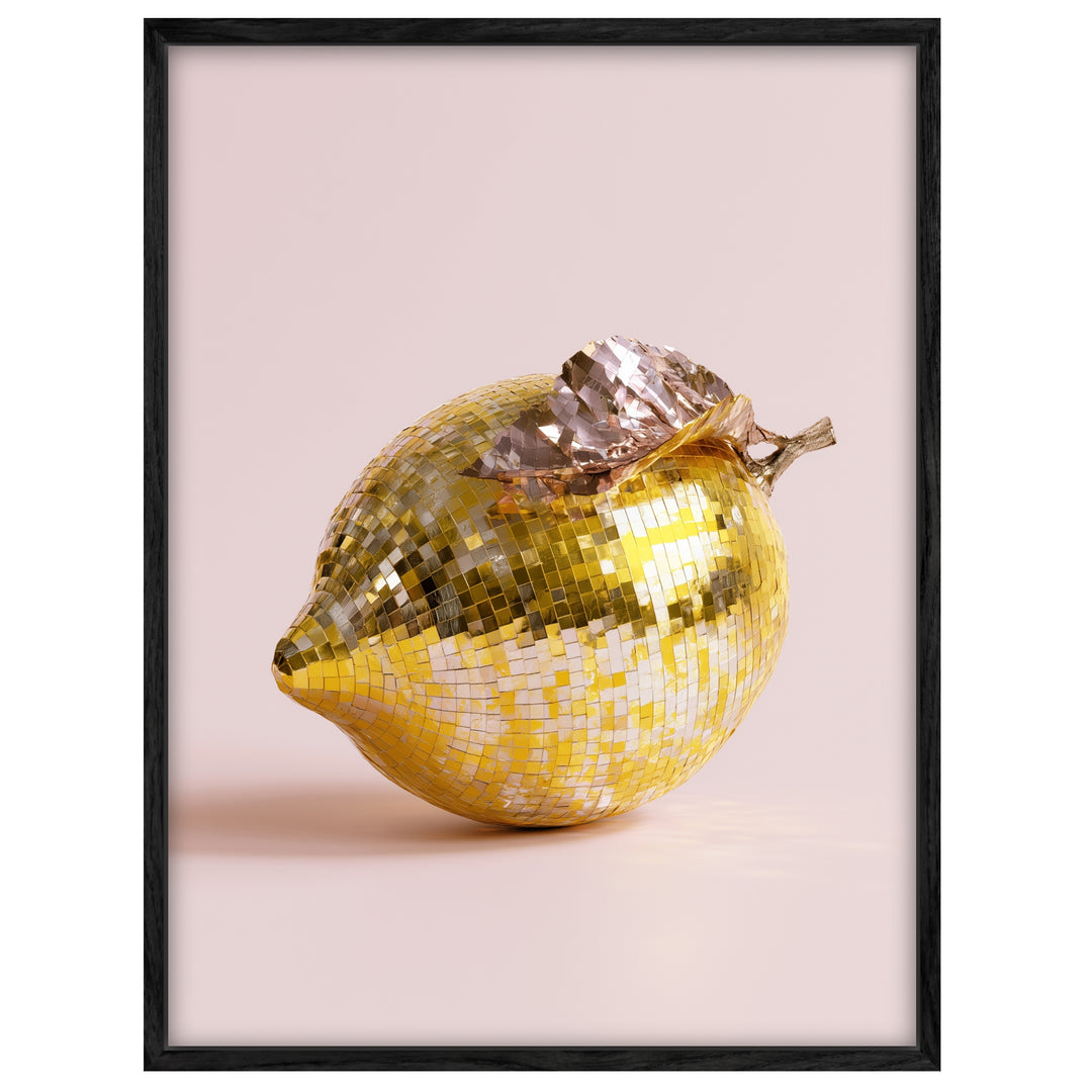 Goldene Zitrone verspiegelt Leinwandbild – Leinwandbild