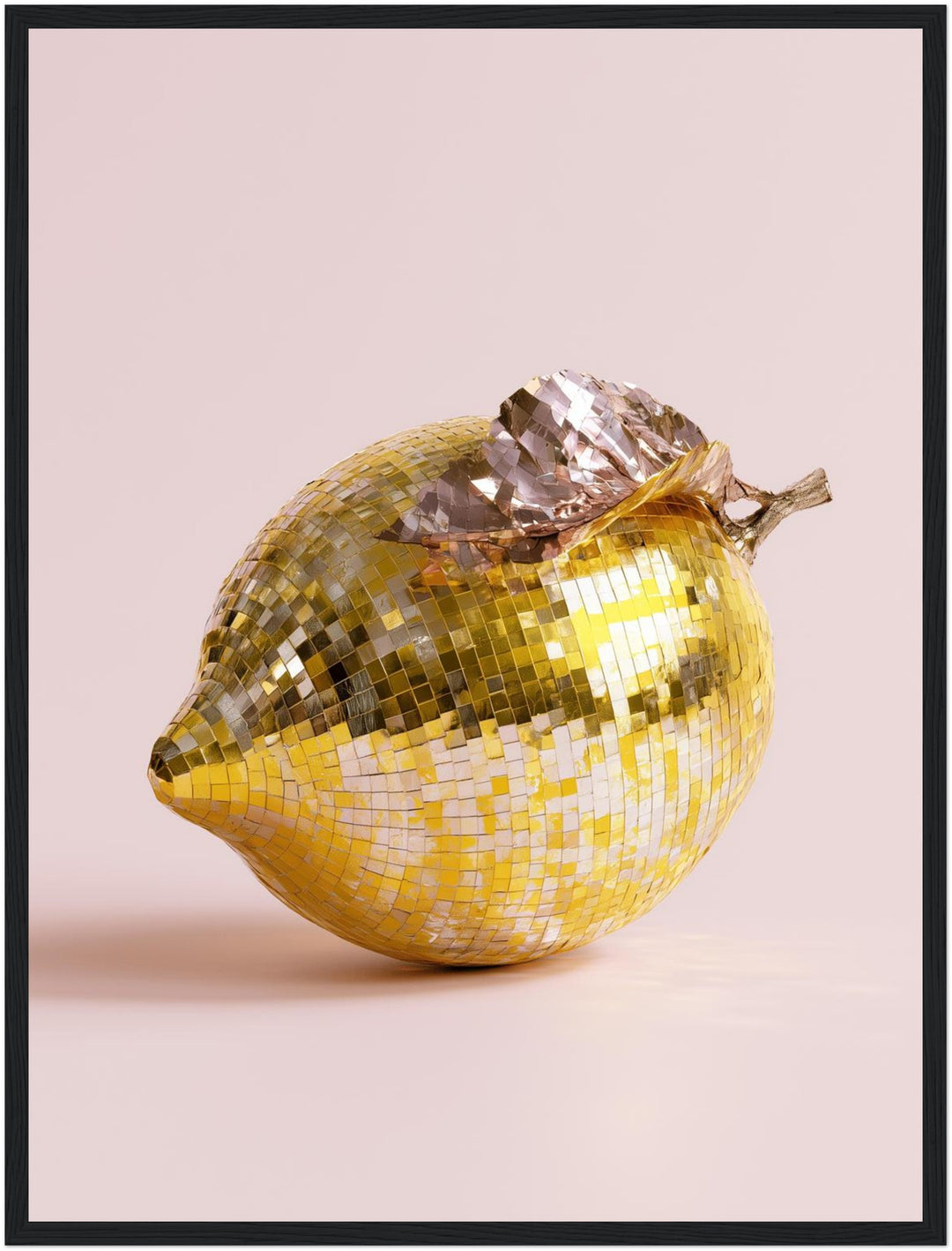 Goldene Zitrone verspiegelt Poster – Schwarzer Rahmen – Produktfoto