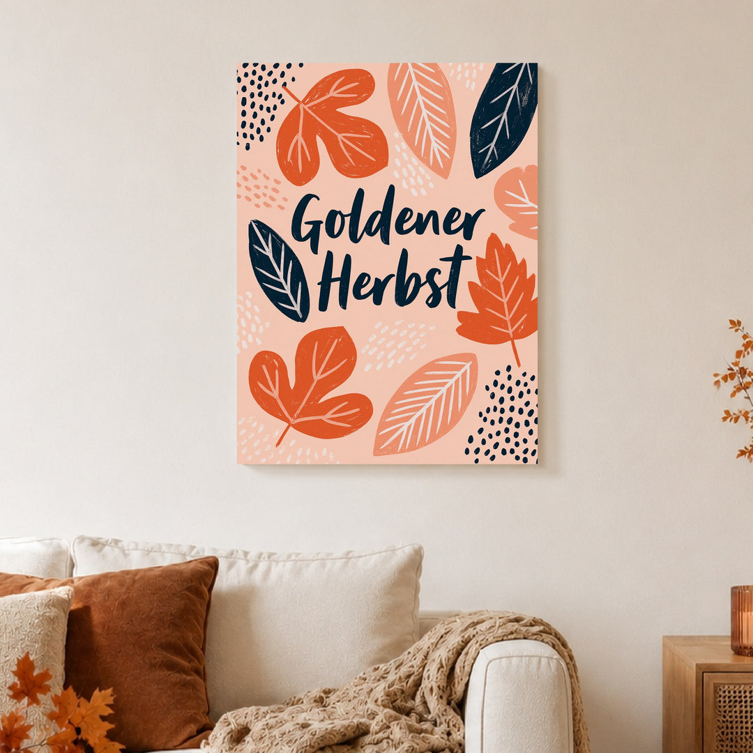 Goldener Herbst Blätterreigen Leinwandbild – Ohne Rahmen – Produktfoto