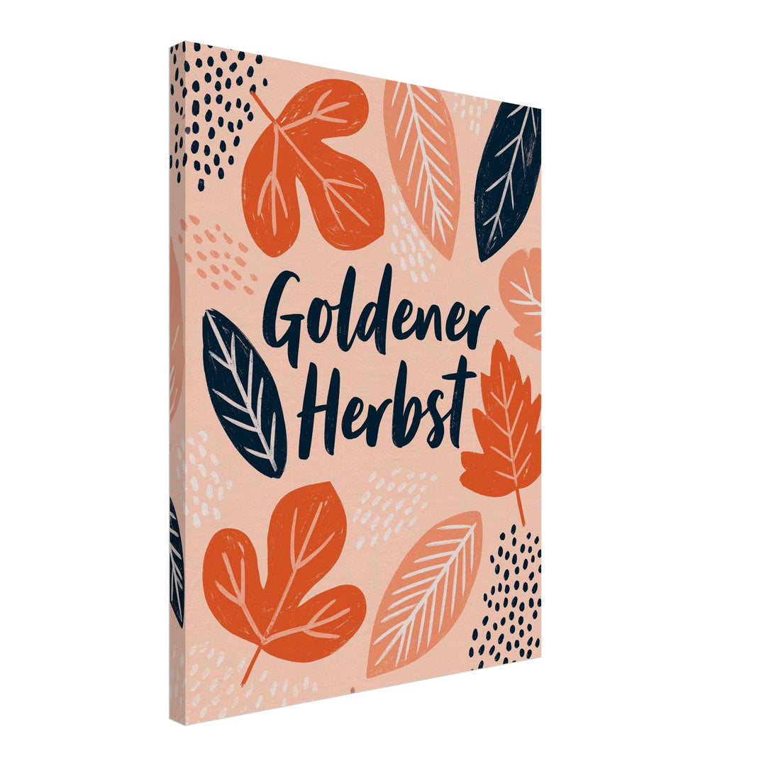 Goldener Herbst Blätterreigen Leinwandbild – Schräge Ansicht – Produktfoto